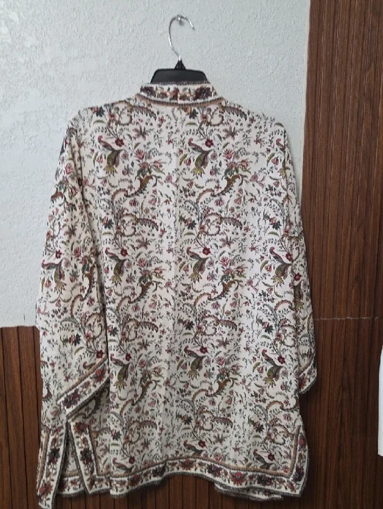 Max Studio Cream Floral Open Front Kimono with Multicolor Motif - Picture 3 of 4